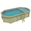 ALTANKA Piscine Nemo 7.3 X 3.97   H.1.45 M Avec Plage, Gris Clair, Cad...