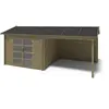 Abri de jardin en bois - 17,40m2 - 5,79x3m - traité - ep. 28mm - couleur: vert DOM718
