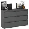 Commode pour le salon, meuble TV 100 CM, 6 tiroirs, buffet gris mat