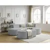 Canapé d'angle fixe ROUSSEAU velours côtelé avec pouf Bobochic