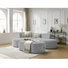 Canapé d'angle fixe ROUSSEAU velours côtelé avec pouf Bobochic