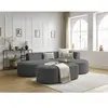 Canapé d'angle fixe ROUSSEAU velours côtelé avec pouf Bobochic