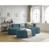 Canapé d'angle fixe ROUSSEAU velours côtelé avec pouf Bobochic