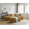Canapé d'angle fixe ROUSSEAU tissu texturé avec pouf Bobochic
