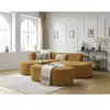 Canapé d'angle fixe ROUSSEAU tissu texturé avec pouf Bobochic