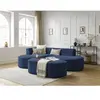 Canapé d'angle fixe ROUSSEAU tissu texturé avec pouf Bobochic