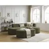 Canapé d'angle fixe ROUSSEAU tissu texturé avec pouf Bobochic