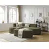Canapé d'angle fixe ROUSSEAU tissu texturé avec pouf Bobochic