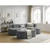 Canapé d'angle fixe ROUSSEAU tissu texturé avec pouf Bobochic