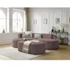 Canapé d'angle fixe ROUSSEAU tissu chiné avec pouf Bobochic