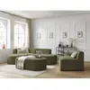 Canapé d'angle fixe modulable ROUSSEAU tissu texturé avec 1 chauffeuse et 1 pouf Bobochic