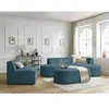 Canapé d'angle fixe modulable ROUSSEAU velours côtelé avec 1 chauffeuse et 1 pouf Bobochic