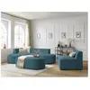 Canapé d'angle fixe modulable ROUSSEAU velours côtelé avec 1 chauffeuse et 1 pouf Bobochic