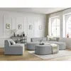 Canapé d'angle fixe modulable ROUSSEAU velours côtelé avec 1 chauffeuse et 1 pouf Bobochic