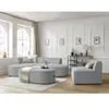 Canapé d'angle fixe modulable ROUSSEAU velours côtelé avec 1 chauffeuse et 1 pouf Bobochic