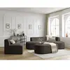 Canapé d'angle fixe modulable ROUSSEAU velours côtelé avec 1 chauffeuse et 1 pouf Bobochic