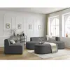 Canapé d'angle fixe modulable ROUSSEAU velours côtelé avec 1 chauffeuse et 1 pouf Bobochic