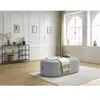 Pouf pour canapé modulable ROUSSEAU velours côtelé gris clair   BOBOCHIC