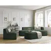 Canapé d'angle fixe modulable ROUSSEAU tissu chiné avec 1 chauffeuse et 1 pouf Bobochic