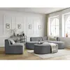 Canapé d'angle fixe modulable ROUSSEAU tissu texturé avec 1 chauffeuse et 1 pouf Bobochic