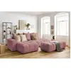 Canapé d'angle fixe MONT-BLANC velours avec pouf Rose  Angle gauche BOBOCHIC TU