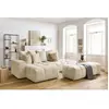 Canapé d'angle fixe MONT-BLANC velours avec pouf Beige  Angle gauche BOBOCHIC TU