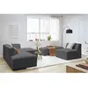 Canapé d'angle fixe modulable MEGEVE tissu bouclette avec 1 chauffeuse et 1 pouf Bobochic
