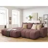 Canapé d'angle fixe MONT-BLANC tissu avec pouf Rose  Angle droit BOBOCHIC TU
