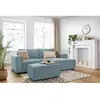 Canapé d'angle fixe compact NIHAD velours côtelé avec pouf bleu clair ...
