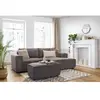 Canapé d'angle fixe compact NIHAD velours côtelé avec pouf taupe angl...