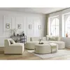 Canapé d'angle fixe modulable ROUSSEAU velours côtelé avec 1 chauffeuse et 1 pouf Bobochic