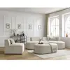 Canapé d'angle fixe modulable ROUSSEAU tissu chiné avec 1 chauffeuse et 1 pouf Bobochic