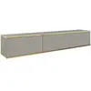 SELSEY Meuble TV - MUCALMA - 175 cm - gris avec inserts dorés