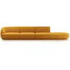 Micadoni Home Canapé droit 4 places en tissu velours jaune