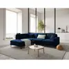 Mazzini Sofas - Canapé d'angle gauche velours Venus 5 places Bleu Roi ...
