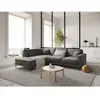 Mazzini Sofas - Canapé d'angle gauche velours Venus 5 places Gris Clai...
