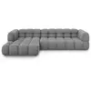Canapé d'angle gauche modulable "Sky" 4 places en velours gris clair