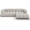Canapé d'angle droit modulable "Sky" 4 places en velours beige clair