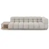 Canapé modulable gauche "Sky" 4 places en velours beige clair