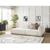 Canapé droit fixe 3 places LEOPOLD tissu texturé blanc  accoudoir droit BOBOCHIC