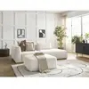 Canapé droit fixe 3 places LEOPOLD tissu chiné avec pouf Bobochic