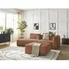 Canapé droit fixe 3 places LEOPOLD tissu chiné avec pouf Bobochic