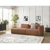 Canapé droit fixe 3 places LEOPOLD tissu chiné orange  accoudoir droit BOBOCHIC