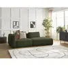 Canapé droit fixe 3 places LEOPOLD tissu chiné vert foncé  accoudoir gauche BOBOCHIC