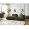 Canapé droit fixe 3 places LEOPOLD tissu chiné vert foncé  accoudoir droit BOBOCHIC