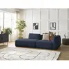 Canapé droit fixe 3 places LEOPOLD tissu chiné bleu foncé  accoudoir droit BOBOCHIC