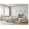 Canapé d'angle fixe modulable ROUSSEAU tissu chiné avec 1 chauffeuse et 1 pouf Bobochic