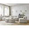 Canapé d'angle fixe modulable ROUSSEAU tissu texturé avec 1 chauffeuse et 1 pouf Bobochic