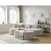 Canapé d'angle fixe ROUSSEAU tissu texturé avec pouf Bobochic