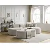 Canapé d'angle fixe ROUSSEAU tissu texturé avec pouf Bobochic